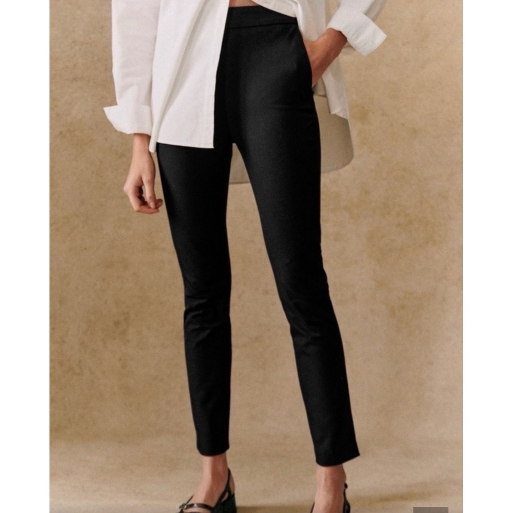 Sezane women's 40 Ciara trousers black 7/8 chic polished French